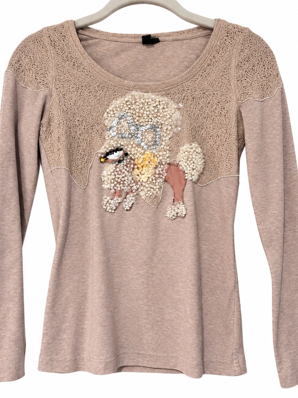 iO Beaded Poodle Lace Long Sleeve Top – Size Small